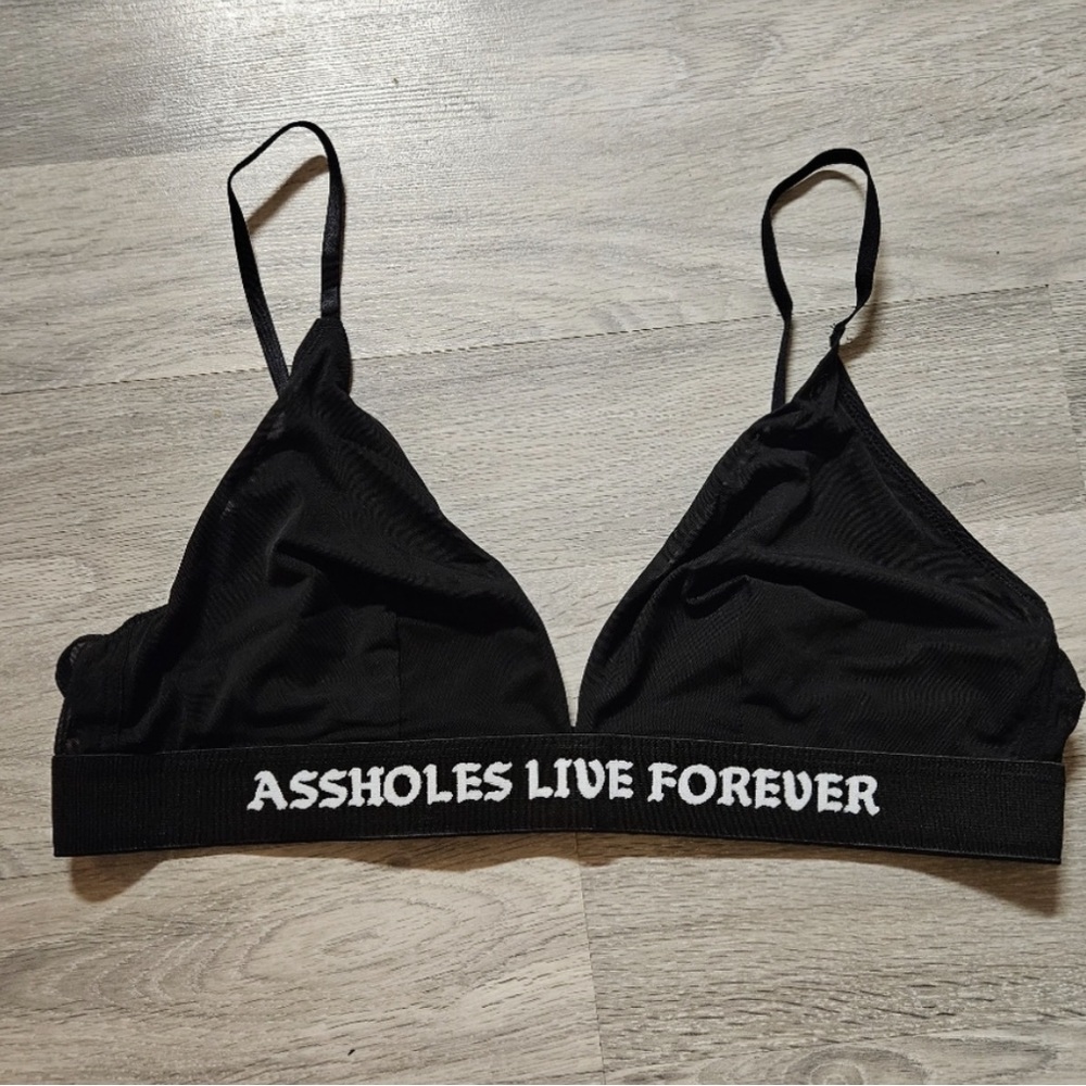NEW! ALF Triangle Bralette in Black Assholes Live forever size 2 xl
